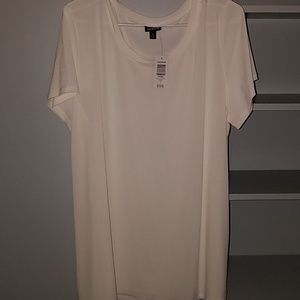 White crepe crew tee